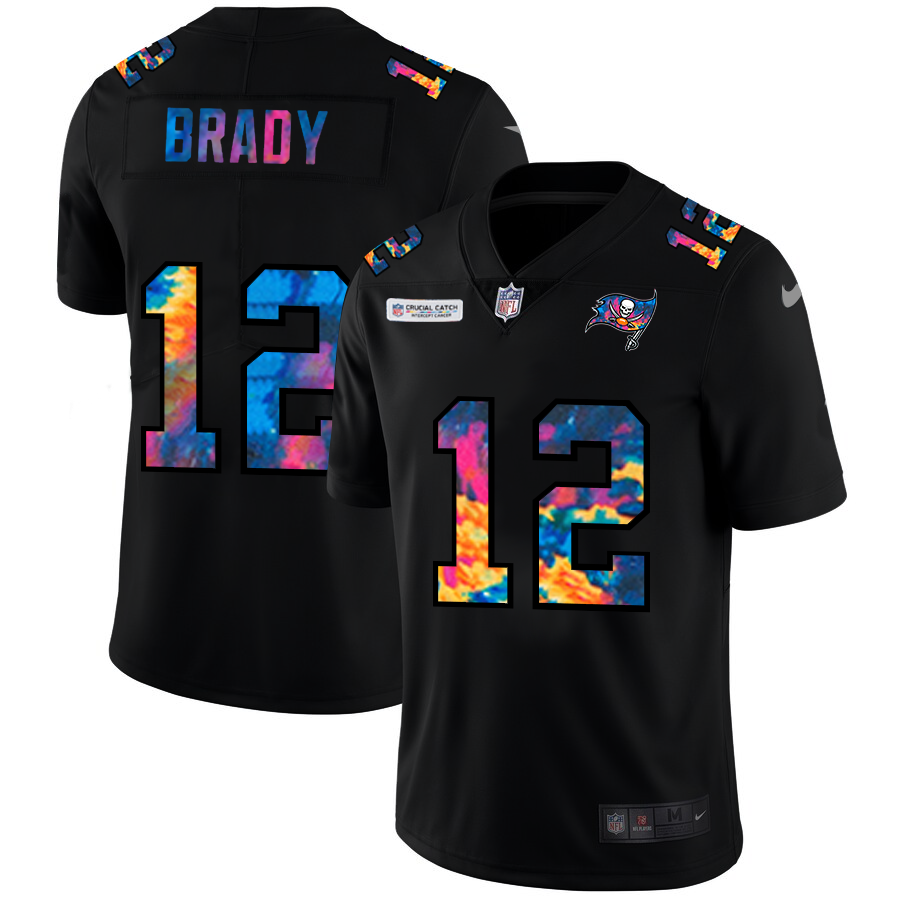 NFL Tampa Bay Buccaneers #12 Tom Brady Men Nike MultiColor Black 2020 Crucial Catch Vapor Untouchable Limited Jersey->tampa bay buccaneers->NFL Jersey
